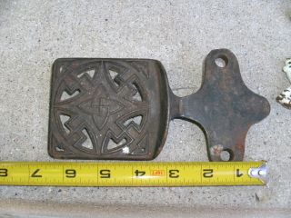 Antique Cast Iron Buggy Sleigh Wagon Carriage Foot Step Up Plate hooks 4