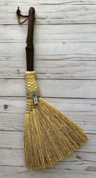 Vintage Berea College Hearth Broom Polished Crooked Wood Handle 22 " Long