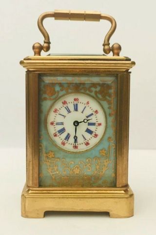 Miniature Carriage Clock With Enamel/porcelain Panels.