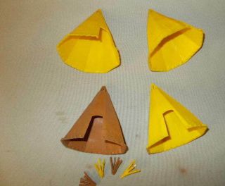 Marx Fort Apache,  Western Playsets Hard Plastic Tee Pees (4) Brown & Yellow Ones 7