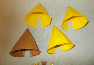 Marx Fort Apache,  Western Playsets Hard Plastic Tee Pees (4) Brown & Yellow Ones 8