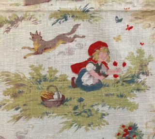 VINTAGE FRENCH CHILDRENS PRINT c1930s LITTLE RED RIDING HOOD 37. 5