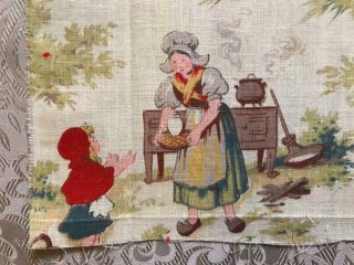 VINTAGE FRENCH CHILDRENS PRINT c1930s LITTLE RED RIDING HOOD 37. 7
