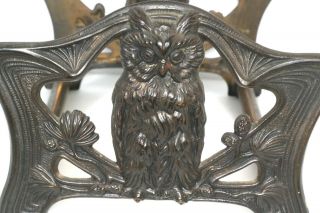 Art Nouveau Owl C 1930 H L Judd Co 9776 Brass Bookend Stand Holder Adjustable 2