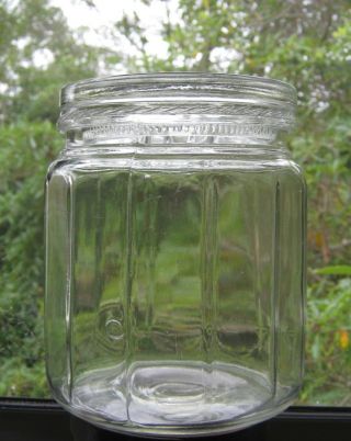 Antique Patent Date 1915 Glass Jar With Cover Canister,  Candy Kitchen Container