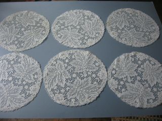 Antique Set Of 6 Lace Doilies/table Mats Early 1900 
