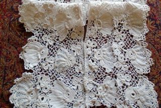 Rare Antique Irish Crochet Lace Exquisite Detail Long Length 52 " Collectors