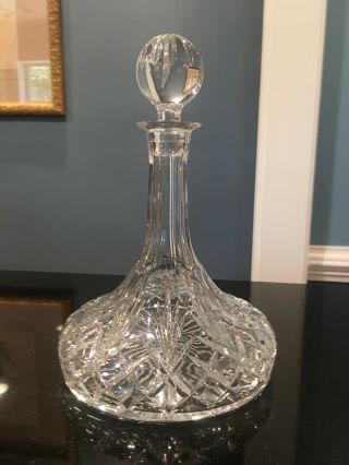 11 3/4” Crystal Ship Decanter - Cut Glass Heavy Quality