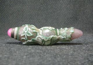 Special Chinese Glass Carve Lotus Root Design Snuff Bottle////