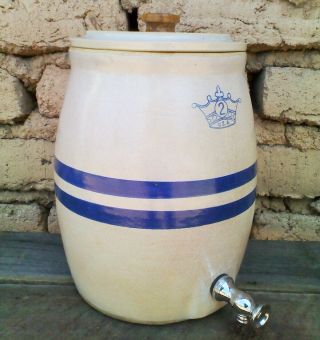 Antique Robinson - Ransbottom Usa Stoneware Water - Dispenser Crock,  2 Gallons