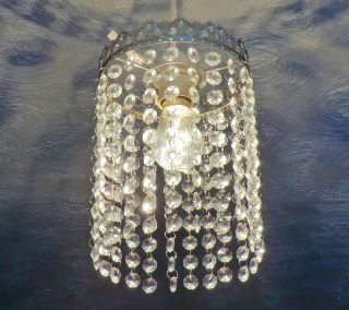 VINTAGE DECO LOOK CHANDELIER PENDANT LIGHT GLASS RETRO DROPS LAMP ANTIQUE CHROME 2