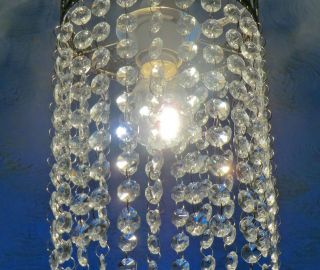 VINTAGE DECO LOOK CHANDELIER PENDANT LIGHT GLASS RETRO DROPS LAMP ANTIQUE CHROME 3