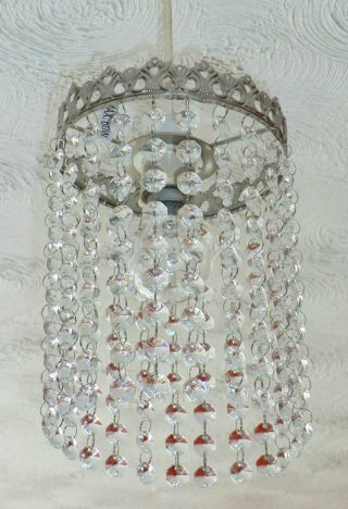 VINTAGE DECO LOOK CHANDELIER PENDANT LIGHT GLASS RETRO DROPS LAMP ANTIQUE CHROME 4