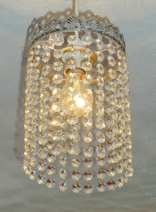 VINTAGE DECO LOOK CHANDELIER PENDANT LIGHT GLASS RETRO DROPS LAMP ANTIQUE CHROME 5