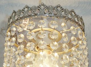 VINTAGE DECO LOOK CHANDELIER PENDANT LIGHT GLASS RETRO DROPS LAMP ANTIQUE CHROME 6