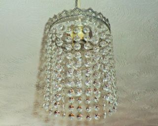 VINTAGE DECO LOOK CHANDELIER PENDANT LIGHT GLASS RETRO DROPS LAMP ANTIQUE CHROME 8