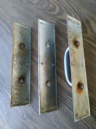 (3) Vintage SARGENT INDUSTRIAL SALVAGE BRASS DOOR PULL LARGE CAST BRASS PLATE 2