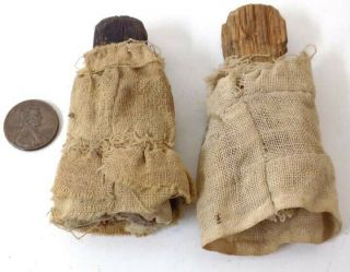 2 Antique Primitive Dolls Made of Scraps of Wood & Cloth 2