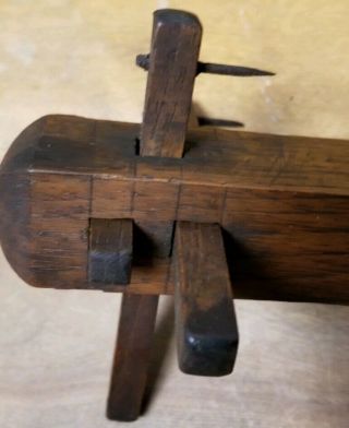 Antique Oak Wooden Scribe Unusual Shape Primitive Carpenters Woodworking Tool 2