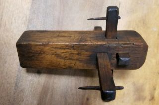 Antique Oak Wooden Scribe Unusual Shape Primitive Carpenters Woodworking Tool 4