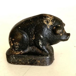 Antique 1800’s Cast Iron Farm Butcher Shop Pig Paperweight Statue Hog Sculpture