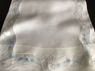 GORGEOUS ANTIQUE IRISH LINEN BABY PILLOWCASE/CUSHION COVER SHADOW WORK. 8