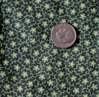 Antique C1870 Green Cotton Printed Calico Fabric L - 56 " X W - 3.  5 " Quilters,  Dolls