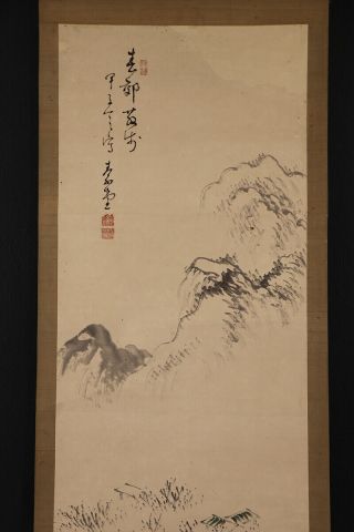 JAPANESE HANGING SCROLL ART Painting Sansui Landscape Asian antique E7288 3