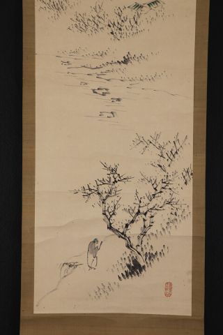 JAPANESE HANGING SCROLL ART Painting Sansui Landscape Asian antique E7288 5