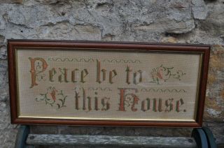 Antique Victorian Paper Punch Sampler Motto " Peace Be To This House "