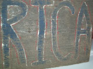 Old Primitive Folk Art AMERICA Sign Painted on Wood Board 4