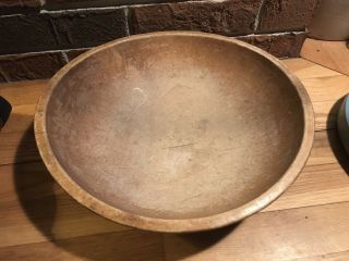 Rare 19thc Antique Primitive Wooden Treenware Trench Dough Bowl With Raised Rim