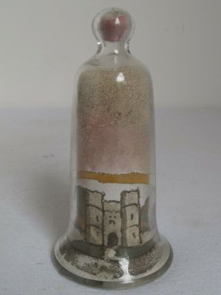 Antique Isle Of Wight Alum Sand Sculpture In A Glass Bell Castle 5 1/4 " Tall