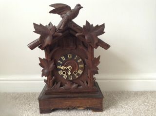 Antique Rare Carved Black Forest Cuckoo Shelf Clock Johann Beya