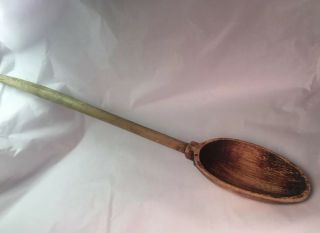 Vtg Antique 22 " Long Wooden Ladle Spoon Primitive Carved Folk Art Utensil
