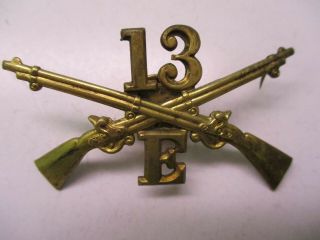 Us Army Spanish American War Model 1895 Cap Badge For E Company 13th Infantry