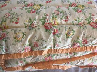 Cute Floral Vintage Eiderdown Quilt Bedcover Bright Colours Size Small