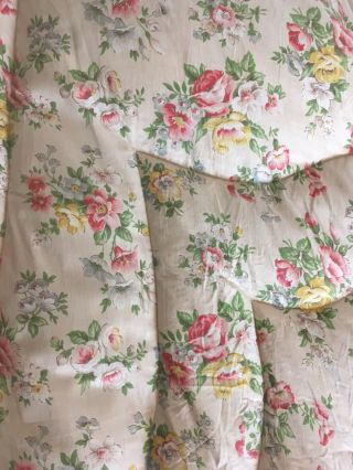 Cute Floral Vintage Eiderdown Quilt Bedcover Bright Colours Size small 3