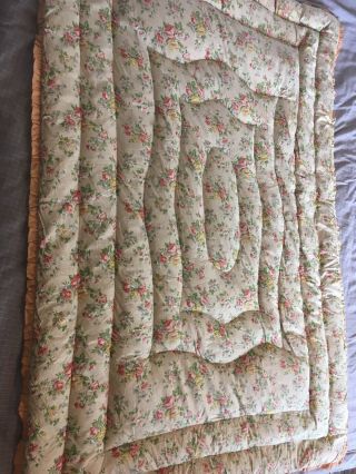 Cute Floral Vintage Eiderdown Quilt Bedcover Bright Colours Size small 6