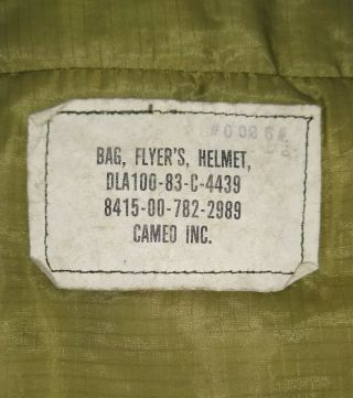 Vintage 1983 US (OG) Olive Green Nylon FLYERS HELMET BAG Military CAMEO INC. 5
