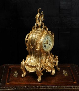 Antique French Gilt Bronze Rococo Clock by Louis Japy C1880 3