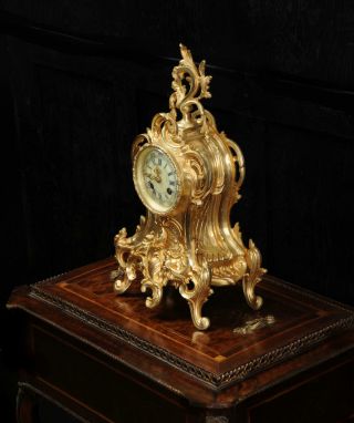 Antique French Gilt Bronze Rococo Clock by Louis Japy C1880 4