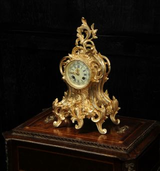 Antique French Gilt Bronze Rococo Clock by Louis Japy C1880 5