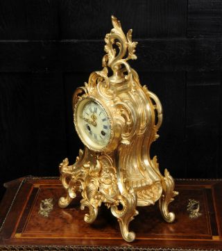 Antique French Gilt Bronze Rococo Clock by Louis Japy C1880 6