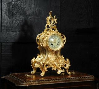 Antique French Gilt Bronze Rococo Clock by Louis Japy C1880 7