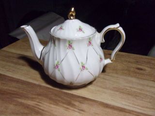 Antique Porcelain Teapot With Flowers And Gold Leaf - Fancy Handle