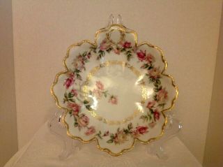 Antique Vintage Limoges Haviland & Co Dropped Rose Scalloped Bowl 1876 - 1930