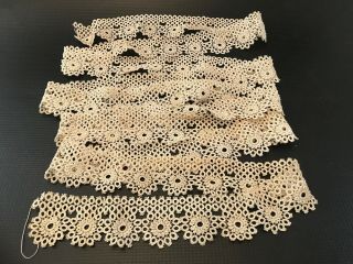 Antique Hand Tatted Lace Trim Incredible 120” Long X 1.  75” Wide