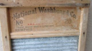 Vintage National Washboard No 28 Old Fashioned Metal & Wood Washboard USA 4