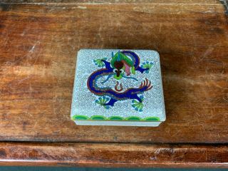 19th/20th C.  Chinese Cloisonné Dragon Rectangular Box And Fitted Cover